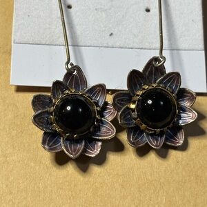 Elegant Black Floral Earrings